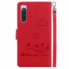 For Sony Xperia 10 V Cute Cats RFID Leather Phone Case(Red) - 3