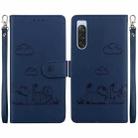 For Sony Xperia 10 V Cute Cats RFID Leather Phone Case(Blue) - 1