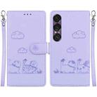For Sony Xperia 1 VII Cute Cats RFID Leather Phone Case(Purple) - 1