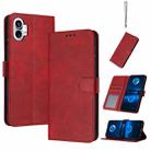 For Nothing Phone 1 Solid Calf Texture Flip Leather Phone Case(Red) - 1