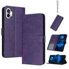 For Nothing Phone 1 Solid Calf Texture Flip Leather Phone Case(Purple) - 1