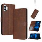 For Nothing Phone 2 Solid Calf Texture Flip Leather Phone Case(Brown) - 1