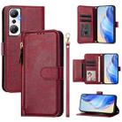 For Infinix Hot 20 4G Multi-Card Slots Zipper Wallet Leather Phone Case(Dark Red) - 1