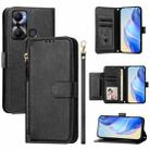 For Infinix Hot 20 Play Multi-Card Slots Zipper Wallet Leather Phone Case(Black) - 1