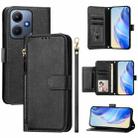 For Infinix Hot 30i Multi-Card Slots Zipper Wallet Leather Phone Case(Black) - 1