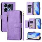 For Infinix Note 40 4G Multi-Card Slots Zipper Wallet Leather Phone Case(Purple) - 1