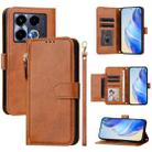 For Infinix Note 40 4G Multi-Card Slots Zipper Wallet Leather Phone Case(Brown) - 1