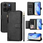 For Infinix Smart 7 India / Smart 7 HD Multi-Card Slots Zipper Wallet Leather Phone Case(Black) - 1