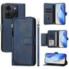 For Infinix Smart 7 India / Smart 7 HD Multi-Card Slots Zipper Wallet Leather Phone Case(Blue) - 1