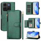 For Infinix Smart 7 India / Smart 7 HD Multi-Card Slots Zipper Wallet Leather Phone Case(Green) - 1