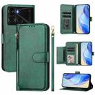 For Itel P40 Multi-Card Slots Zipper Wallet Leather Phone Case(Green) - 1