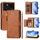 For Itel P40 Multi-Card Slots Zipper Wallet Leather Phone Case(Brown) - 1