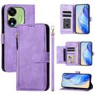 For Itel P55 5G Multi-Card Slots Zipper Wallet Leather Phone Case(Purple) - 1