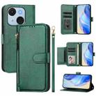 For Itel A50C Multi-Card Slots Zipper Wallet Leather Phone Case(Green) - 1