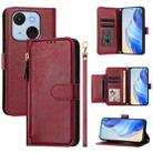 For Itel A50C Multi-Card Slots Zipper Wallet Leather Phone Case(Dark Red) - 1