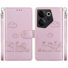 For Tecno Camon 20 Premier 5G Cute Cats RFID Leather Phone Case(Rose Gold) - 1