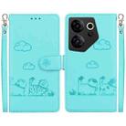 For Tecno Camon 20 Premier 5G Cute Cats RFID Leather Phone Case(Green) - 1