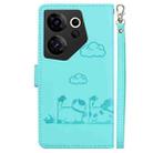 For Tecno Camon 20 Premier 5G Cute Cats RFID Leather Phone Case(Green) - 3