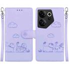 For Tecno Camon 20 Premier 5G Cute Cats RFID Leather Phone Case(Purple) - 1