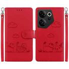 For Tecno Camon 20 Premier 5G Cute Cats RFID Leather Phone Case(Red) - 1