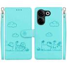 For Tecno Camon 20 Pro 4G / Camon 20 Cute Cats RFID Leather Phone Case(Green) - 1