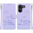 For Tecno Camon 20 Pro 5G Cute Cats RFID Leather Phone Case(Purple) - 1