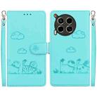 For Tecno Camon 30 5G / 4G Cute Cats RFID Leather Phone Case(Green) - 1