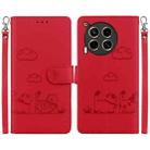 For Tecno Camon 30 5G / 4G Cute Cats RFID Leather Phone Case(Red) - 1