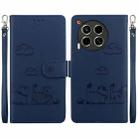 For Tecno Camon 30 5G / 4G Cute Cats RFID Leather Phone Case(Blue) - 1