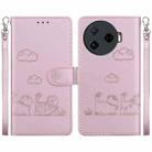 For Tecno Camon 30 Pro 5G Cute Cats RFID Leather Phone Case(Rose Gold) - 1