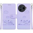 For Tecno Camon 30 Pro 5G Cute Cats RFID Leather Phone Case(Purple) - 1