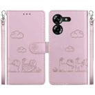 For Tecno Pova 5 Cute Cats RFID Leather Phone Case(Rose Gold) - 1