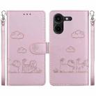 For Tecno Pova 5 Pro Cute Cats RFID Leather Phone Case(Rose Gold) - 1