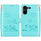 For Tecno Pova 5 Pro Cute Cats RFID Leather Phone Case(Green) - 1