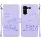 For Tecno Pova 5 Pro Cute Cats RFID Leather Phone Case(Purple) - 1