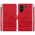 For Tecno Pova 5 Pro Cute Cats RFID Leather Phone Case(Red) - 1