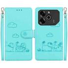 For Tecno Pova 6 5G / Pova 6 Pro 5G Cute Cats RFID Leather Phone Case(Green) - 1