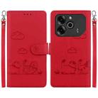 For Tecno Pova 6 5G / Pova 6 Pro 5G Cute Cats RFID Leather Phone Case(Red) - 1