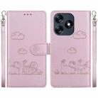 For Tecno Spark 10 4G / Spark 10C Cute Cats RFID Leather Phone Case(Rose Gold) - 1