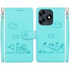 For Tecno Spark 10 4G / Spark 10C Cute Cats RFID Leather Phone Case(Green) - 1