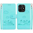 For Tecno Spark 10 Pro Cute Cats RFID Leather Phone Case(Green) - 1