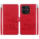 For Tecno Spark 10 Pro Cute Cats RFID Leather Phone Case(Red) - 1