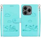 For Tecno Spark 20 Pro Cute Cats RFID Leather Phone Case(Green) - 1