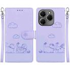 For Tecno Spark 20 Pro Cute Cats RFID Leather Phone Case(Purple) - 1