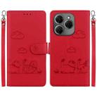 For Tecno Spark 20 Pro Cute Cats RFID Leather Phone Case(Red) - 1