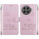 For Tecno Spark 20 Pro+ 4G Cute Cats RFID Leather Phone Case(Rose Gold) - 1