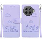 For Tecno Spark 20 Pro+ 4G Cute Cats RFID Leather Phone Case(Purple) - 1