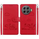 For Tecno Spark 20 Pro+ 4G Cute Cats RFID Leather Phone Case(Red) - 1