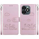 For Tecno Spark Go 2024 / 20 / 20C Cute Cats RFID Leather Phone Case(Rose Gold) - 1