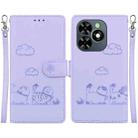 For Tecno Spark Go 2024 / 20 / 20C Cute Cats RFID Leather Phone Case(Purple) - 1